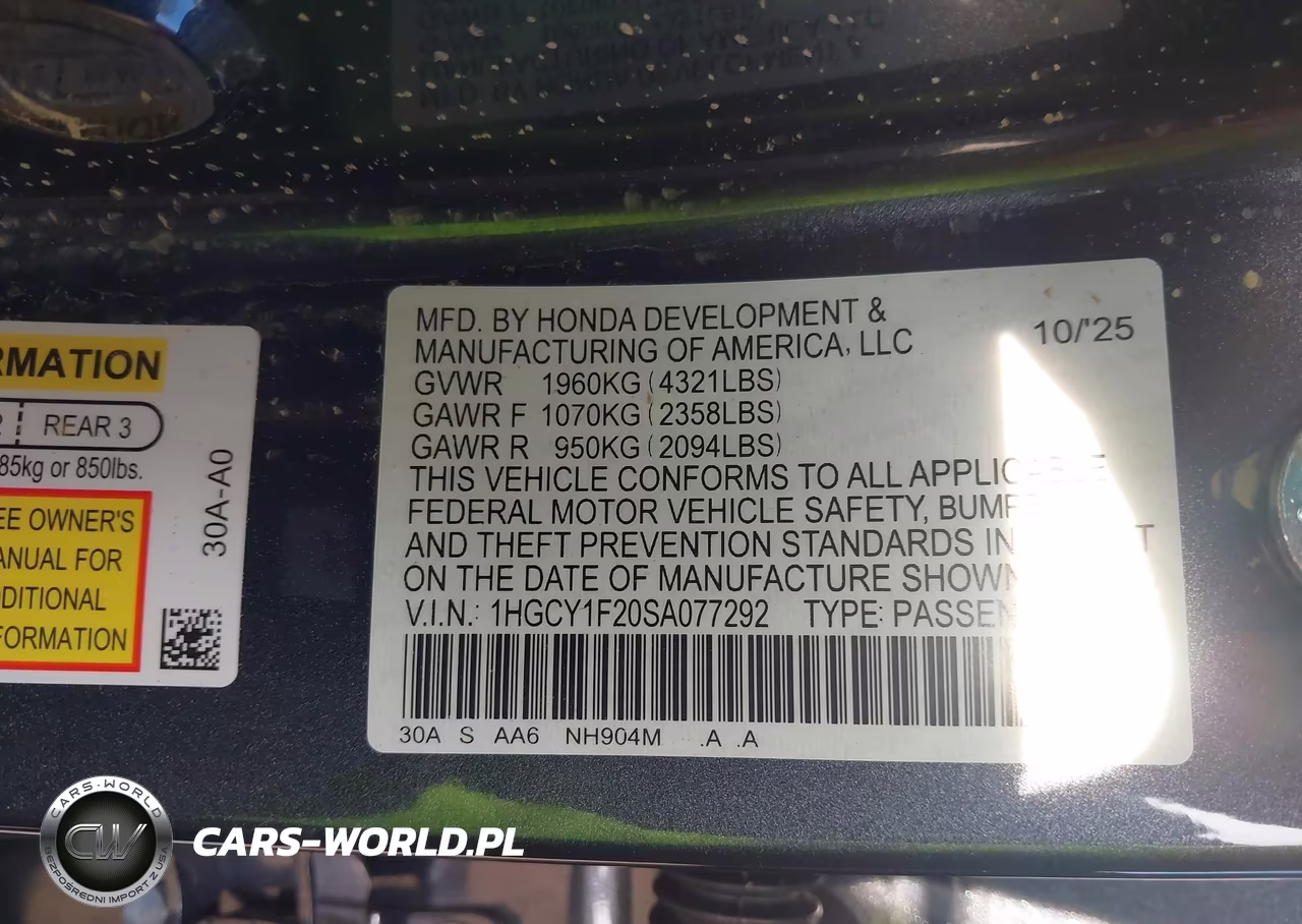2025 Honda Accord Lx VIN:1HGCY1F20SA077292 - 6