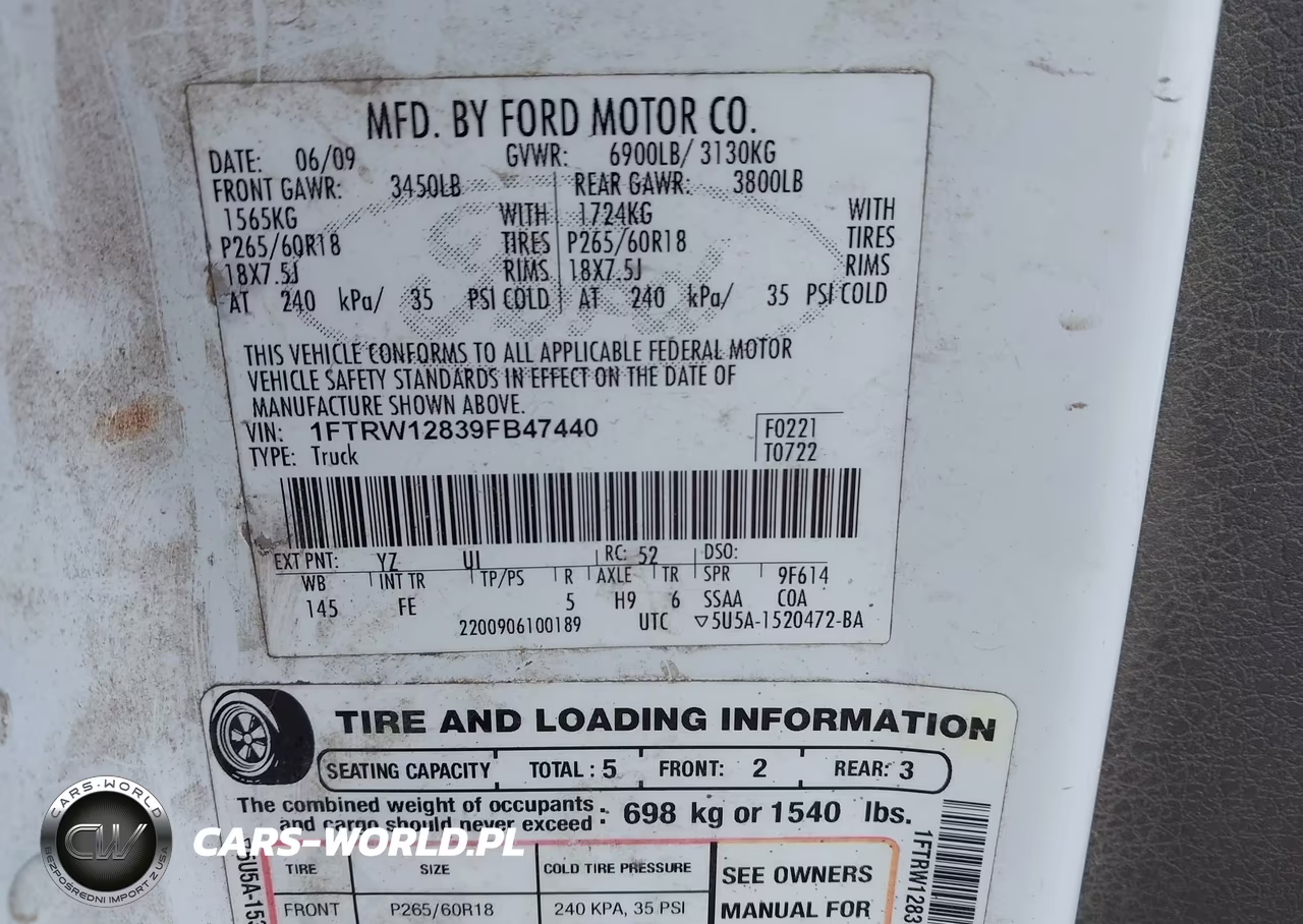 2009 Ford F-150 Xl-Xlt VIN:1FTRW12839FB47440 - 9