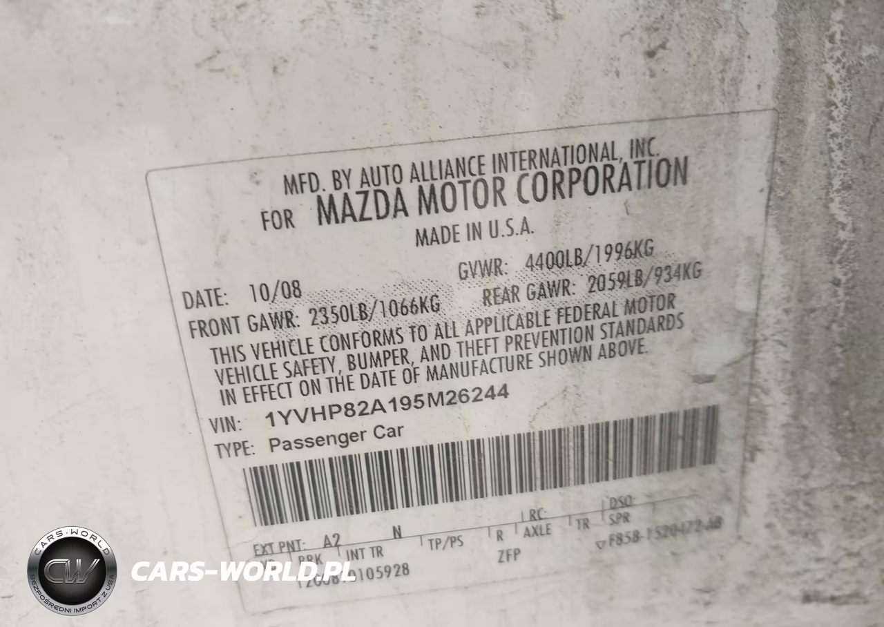 2009 Mazda Mazda6 VIN:1YVHP82A195M26244 - 9