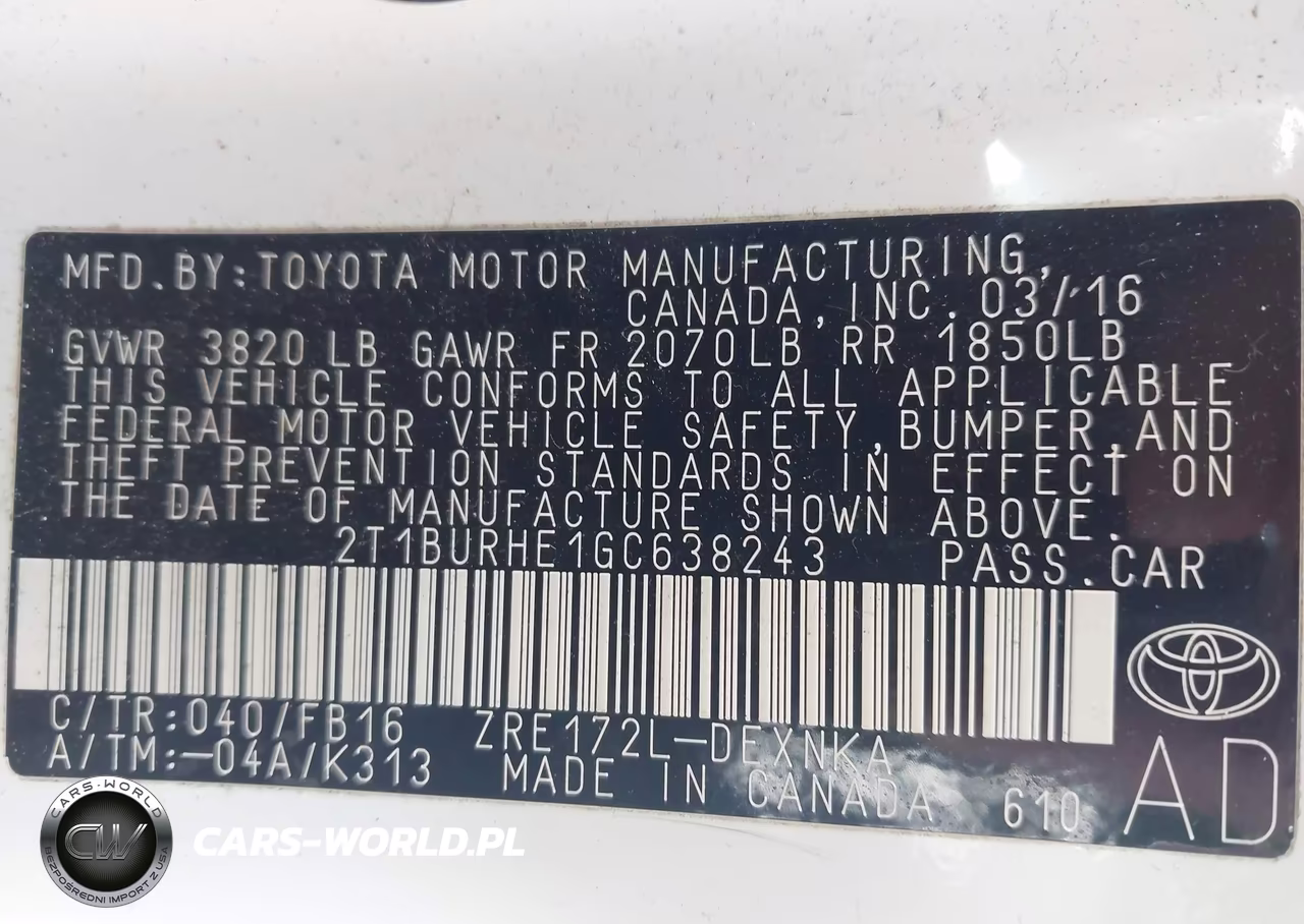 2016 Toyota Corolla Le VIN:2T1BURHE1GC638243 - 9
