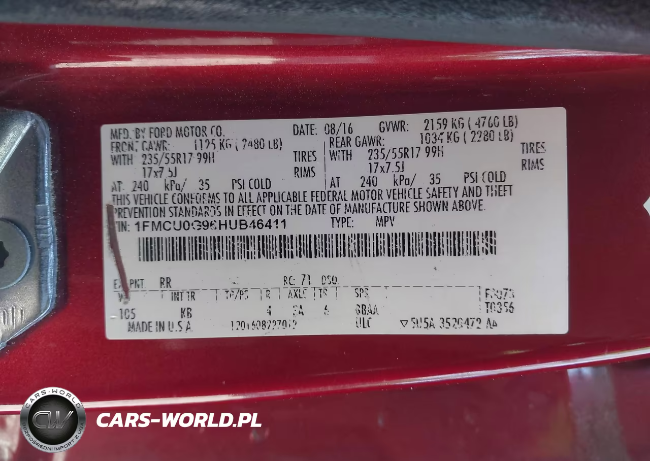 2017 Ford Escape Se VIN:1FMCU0G96HUB46411 - 9