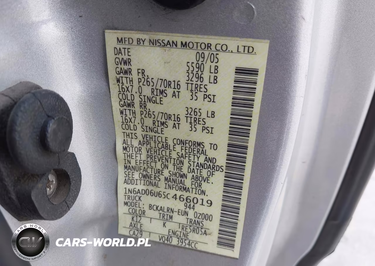 2005 Nissan Frontier Se VIN:1N6AD06U65C466019 - 9