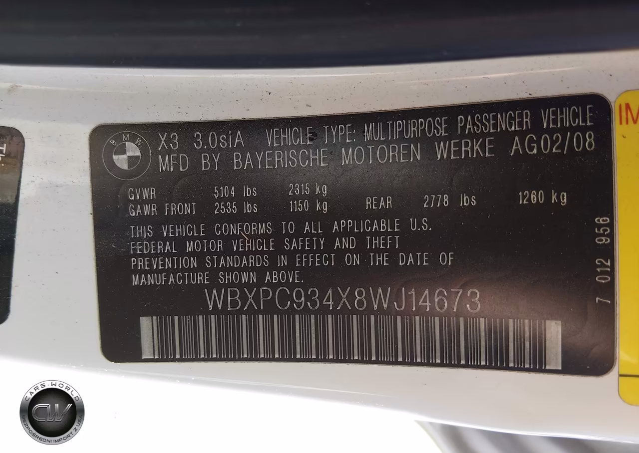 2008 BMW X3 3.0Si VIN:WBXPC934X8WJ14673 - 9