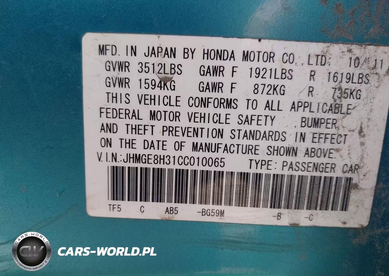 2012 Honda Fit VIN:JHMGE8H31CC010065 - 9