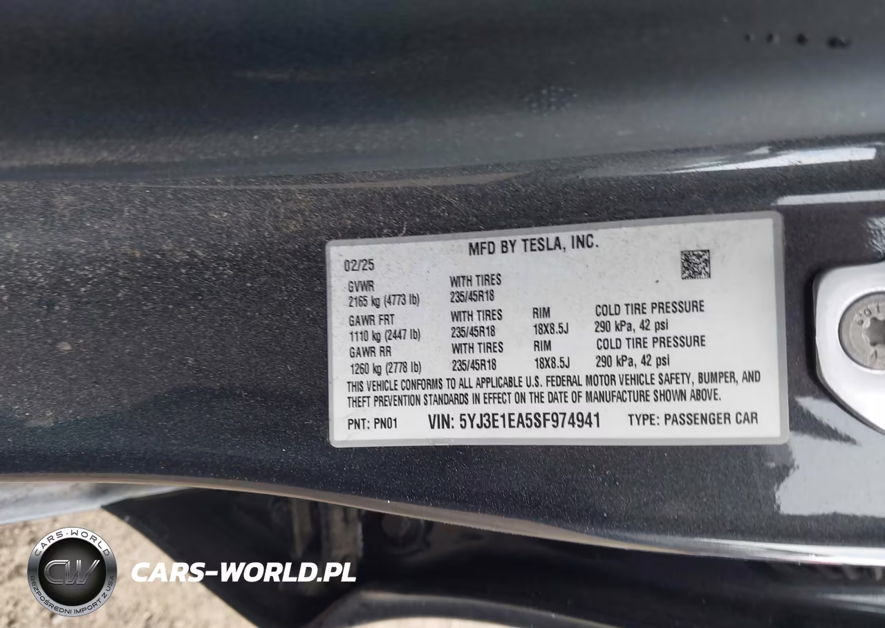 2025 Tesla Model 3 Long Range Rear-Wheel Drive-Standard Rear-Wheel Drive VIN:5YJ3E1EA5SF974941 - 9