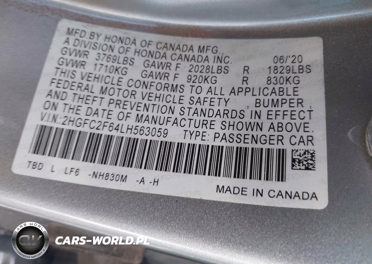 2020 Honda Civic Lx VIN:2HGFC2F64LH563059 - 9