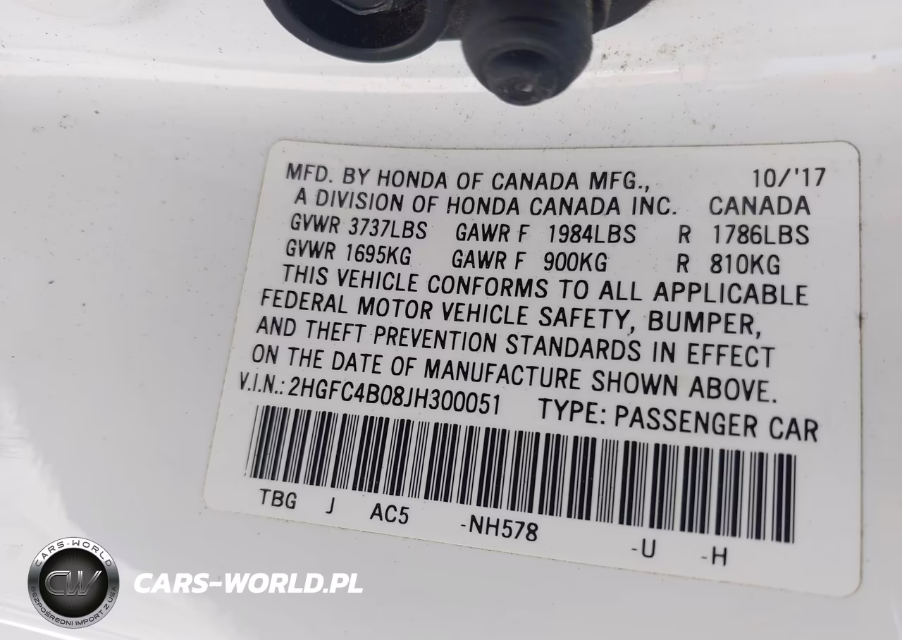 2018 Honda Civic Lx-P VIN:2HGFC4B08JH300051 - 9