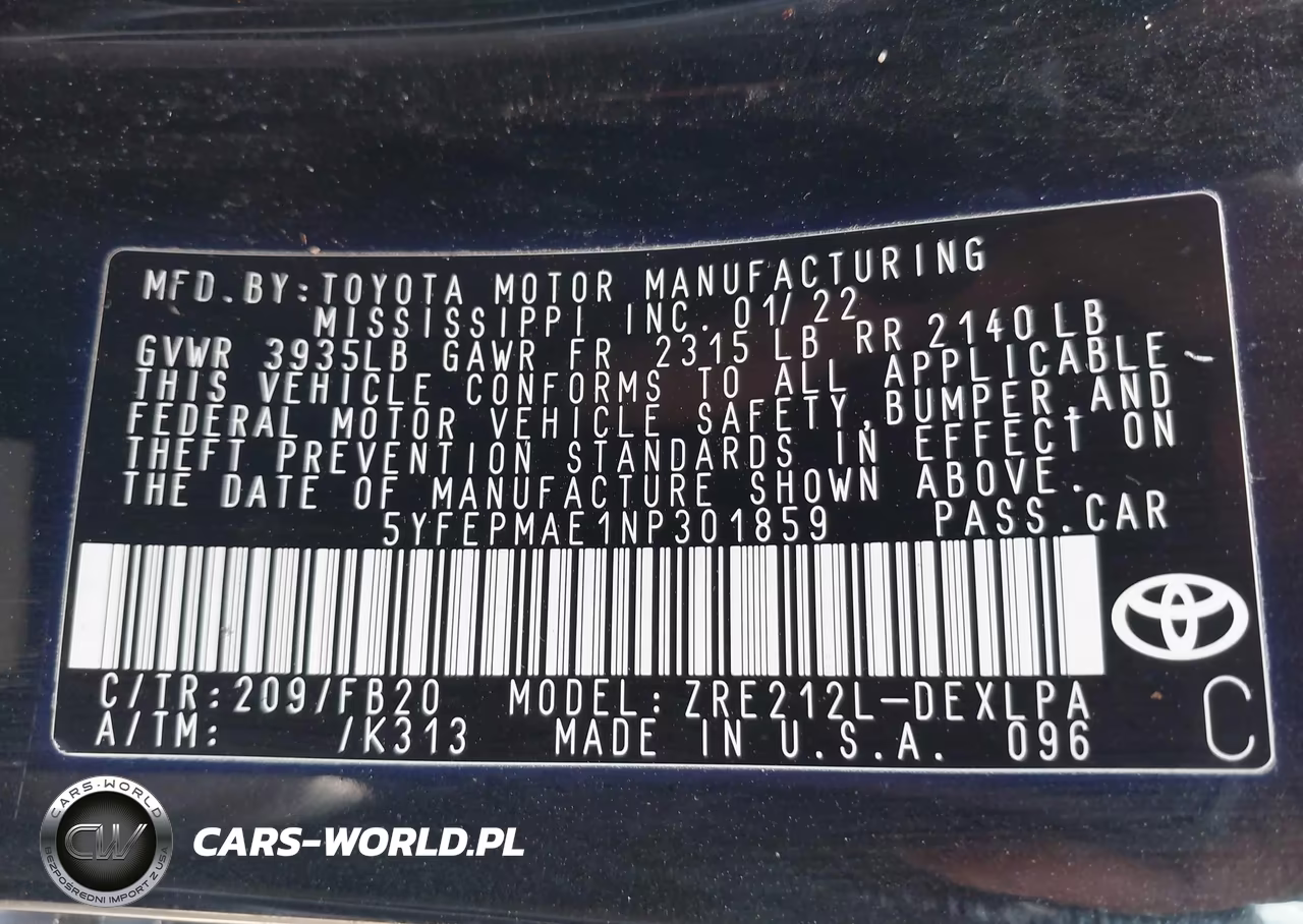 2022 Toyota Corolla Le VIN:5YFEPMAE1NP301859 - 9