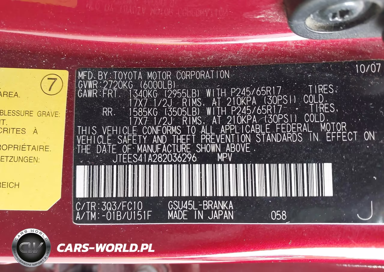2008 Toyota Highlander VIN:JTEES41A282036296 - 9