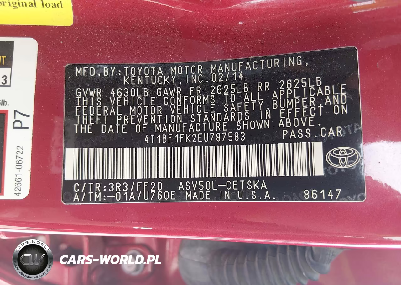 2014 Toyota Camry Se VIN:4T1BF1FK2EU787583 - 9