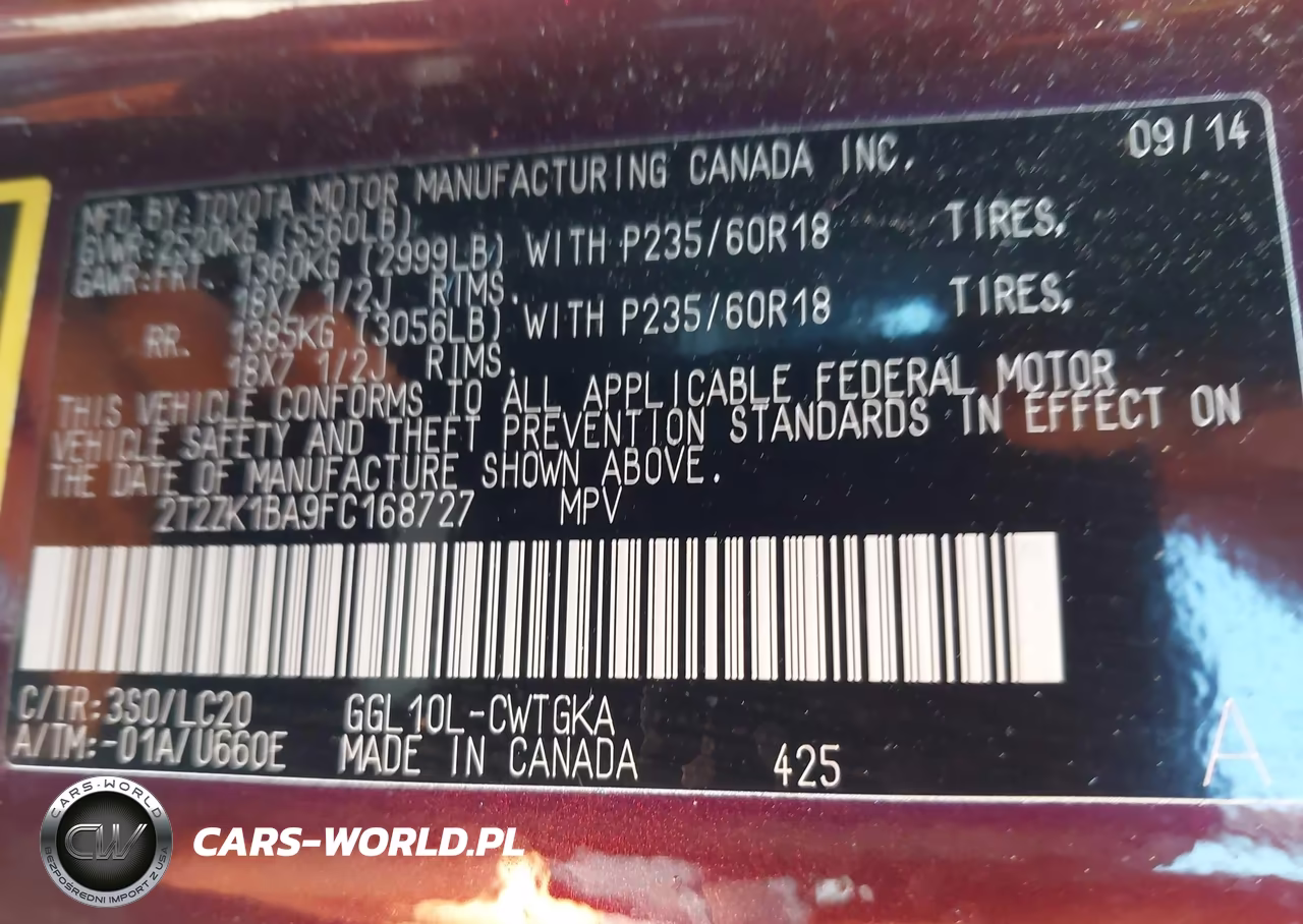 2015 Lexus Rx 350 VIN:2T2ZK1BA9FC168727 - 9