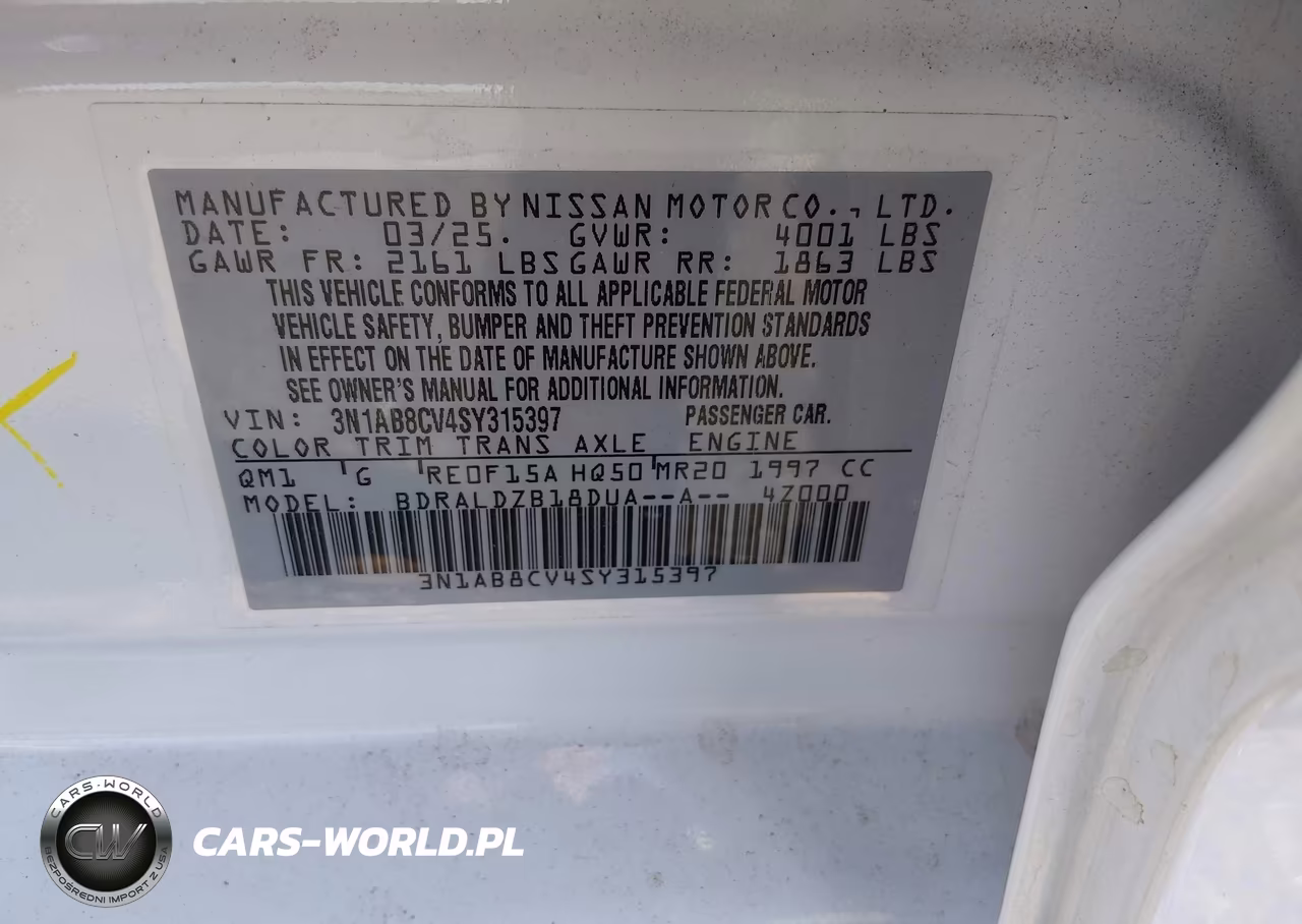 2025 Nissan Sentra Sv VIN:3N1AB8CV4SY315397 - 9