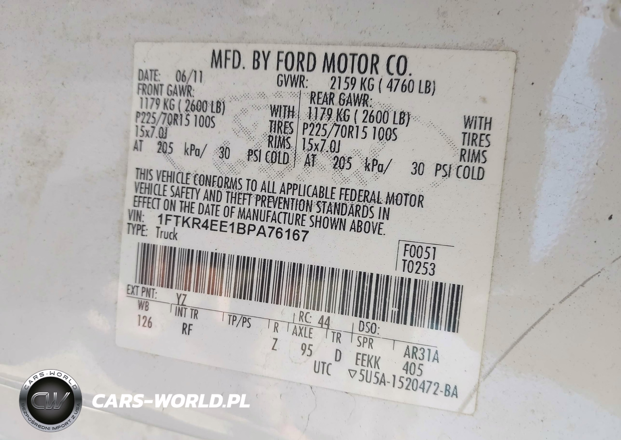 2011 Ford Ranger Xlt VIN:1FTKR4EE1BPA76167 - 9