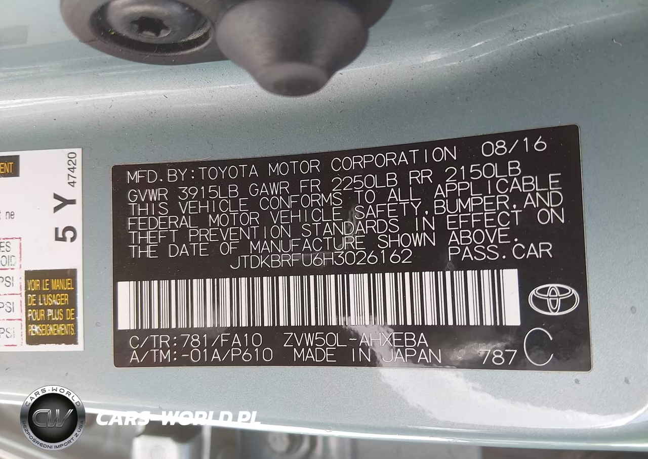2017 Toyota Prius Two VIN:JTDKBRFU6H3026162 - 9