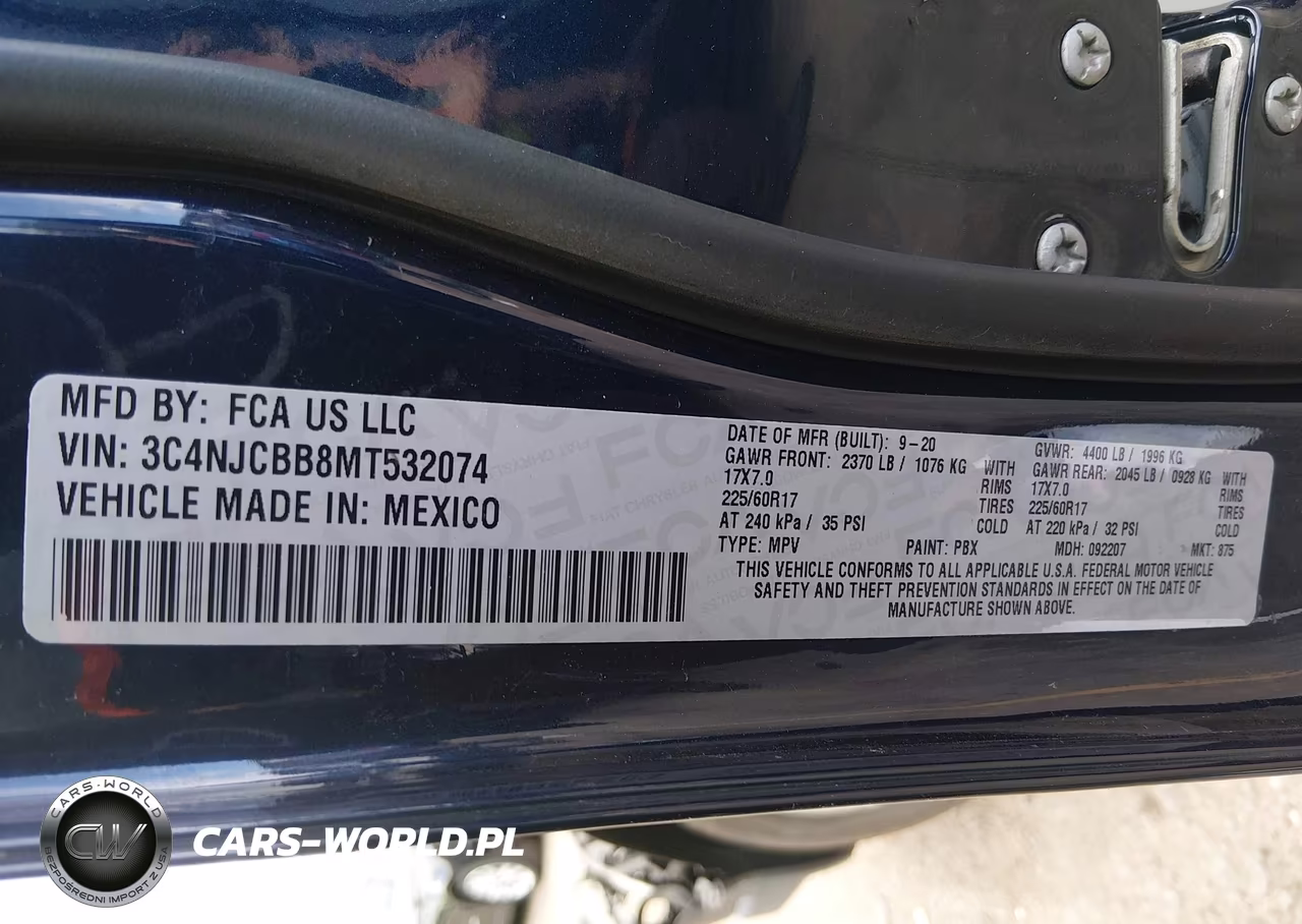 2021 Jeep Compass Latitude Fwd VIN:3C4NJCBB8MT532074 - 9
