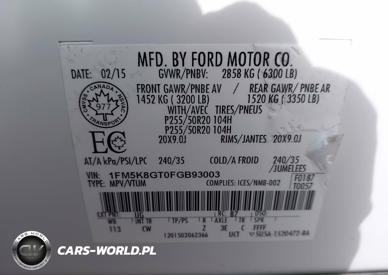 2015 Ford Explorer Sport VIN:1FM5K8GT0FGB93003 - 9