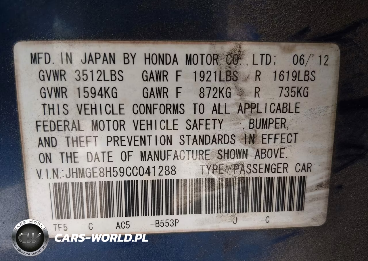 2012 Honda Fit Sport VIN:JHMGE8H59CC041288 - 9