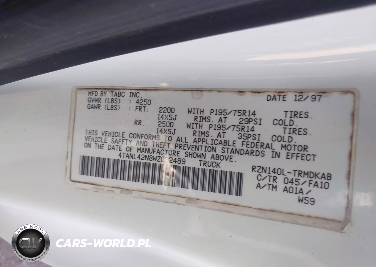 1998 Toyota Tacoma VIN:4TANL42N8WZ082489 - 9