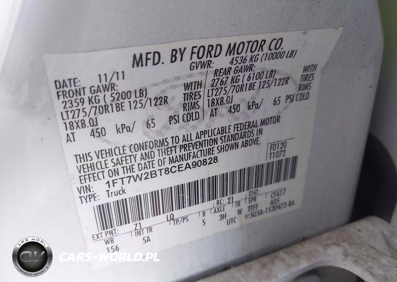2012 Ford F-250 Lariat VIN:1FT7W2BT8CEA90828 - 9