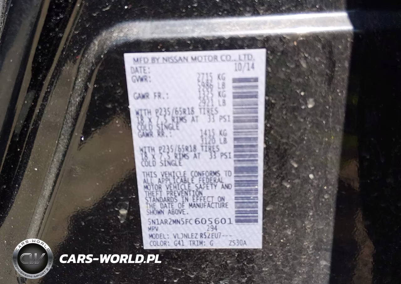 2015 Nissan Pathfinder Platinum-S-Sl-Sv VIN:5N1AR2MN5FC605601 - 9