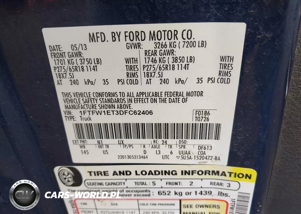 2013 Ford F-150 Xlt VIN:1FTFW1ET3DFC62406 - 9