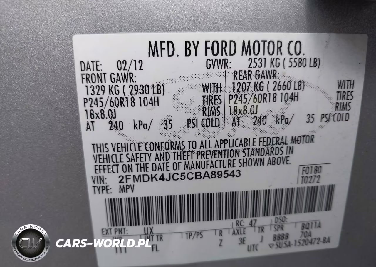 2012 Ford Edge Sel VIN:2FMDK4JC5CBA89543 - 9