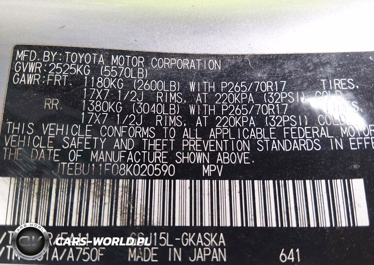 2008 Toyota Fj Cruiser VIN:JTEBU11F08K020590 - 9