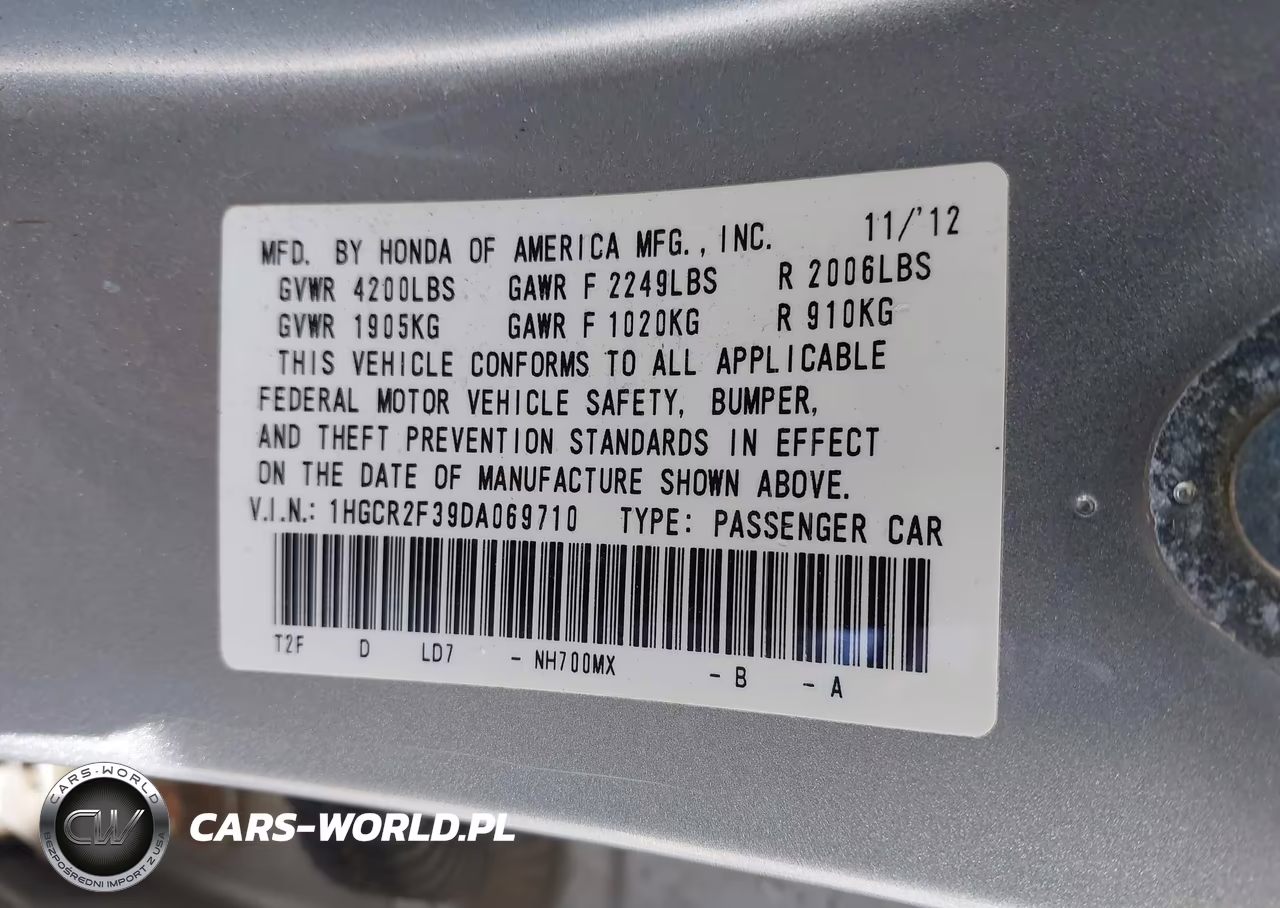 2013 Honda Accord Lx VIN:1HGCR2F39DA069710 - 9