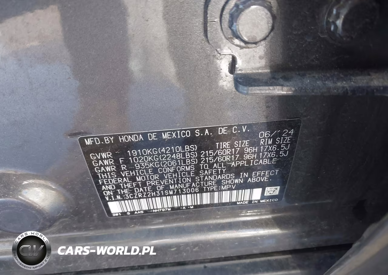 2025 Honda Hr-V Awd Lx VIN:3CZRZ2H31SM713006 - 9