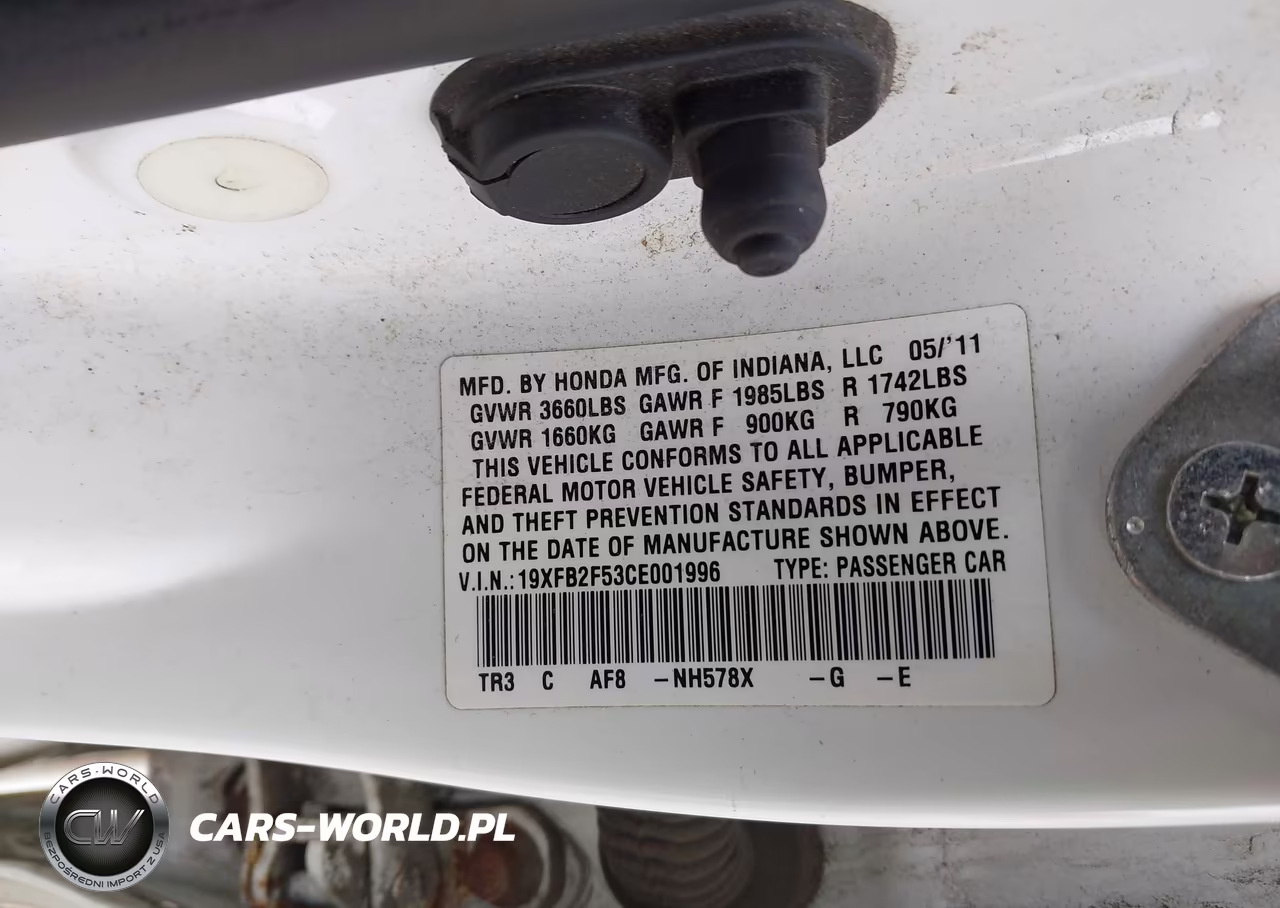 2012 Honda Civic Lx VIN:19XFB2F53CE001996 - 9