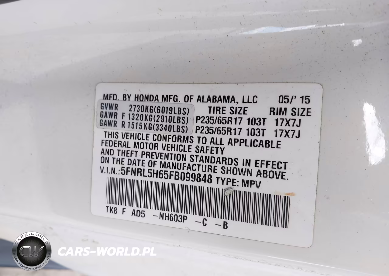 2015 Honda Odyssey Ex-L VIN:5FNRL5H65FB099848 - 9