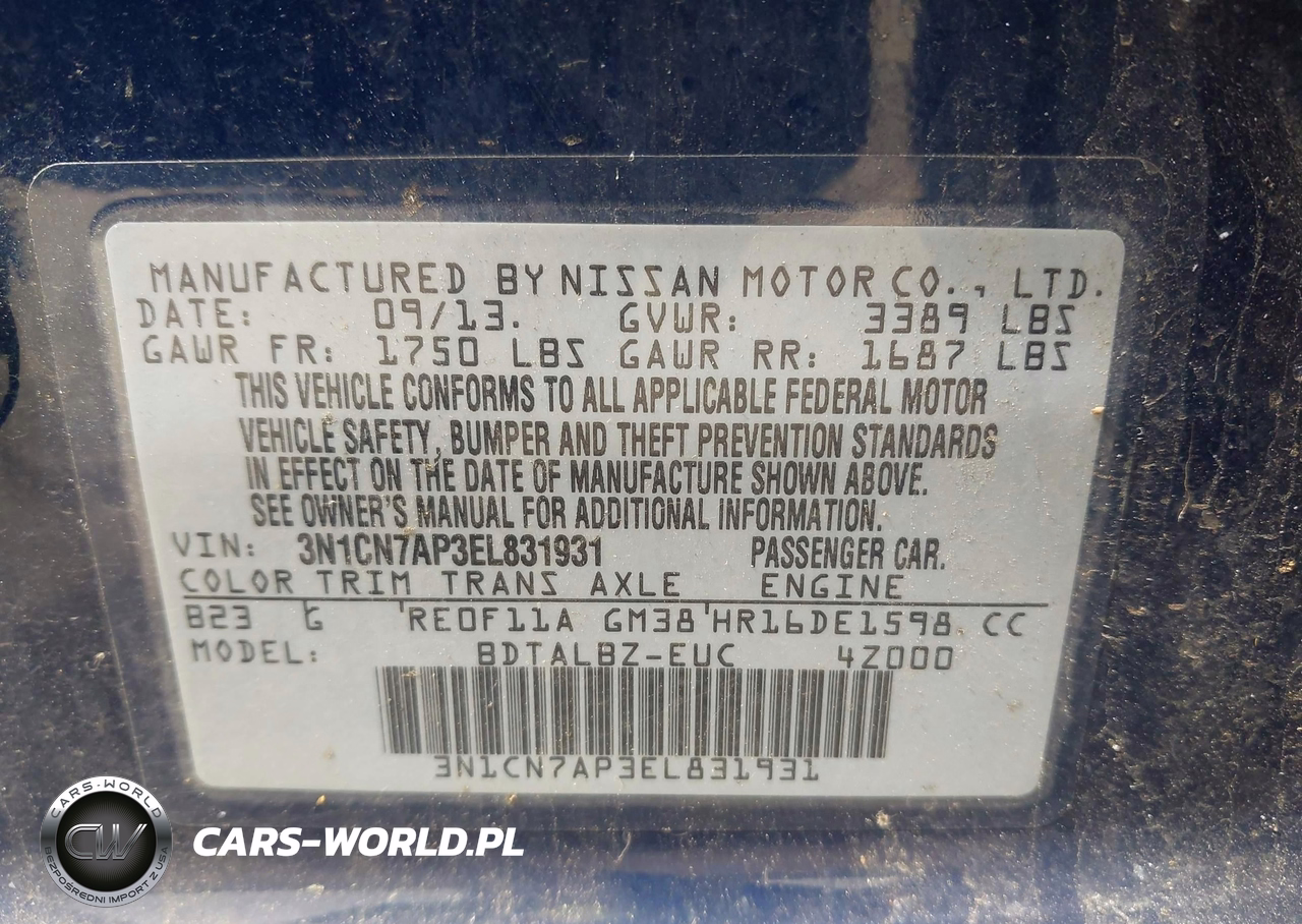 2014 Nissan Versa 1.6 Sv VIN:3N1CN7AP3EL831931 - 9