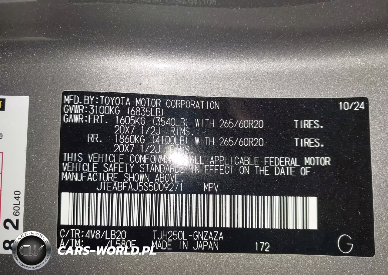 2025 Toyota Land Cruiser VIN:JTEABFAJ5S5009271 - 9