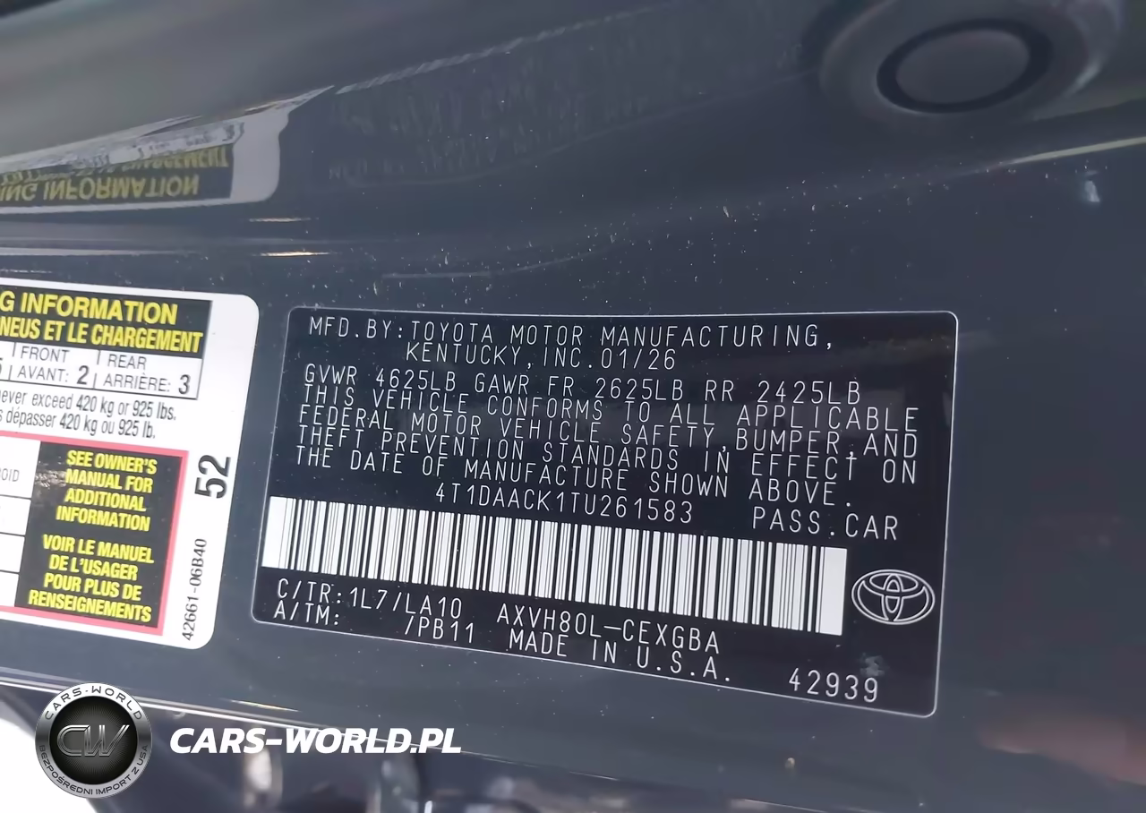 2026 Toyota Camry Xle VIN:4T1DAACK1TU261583 - 9