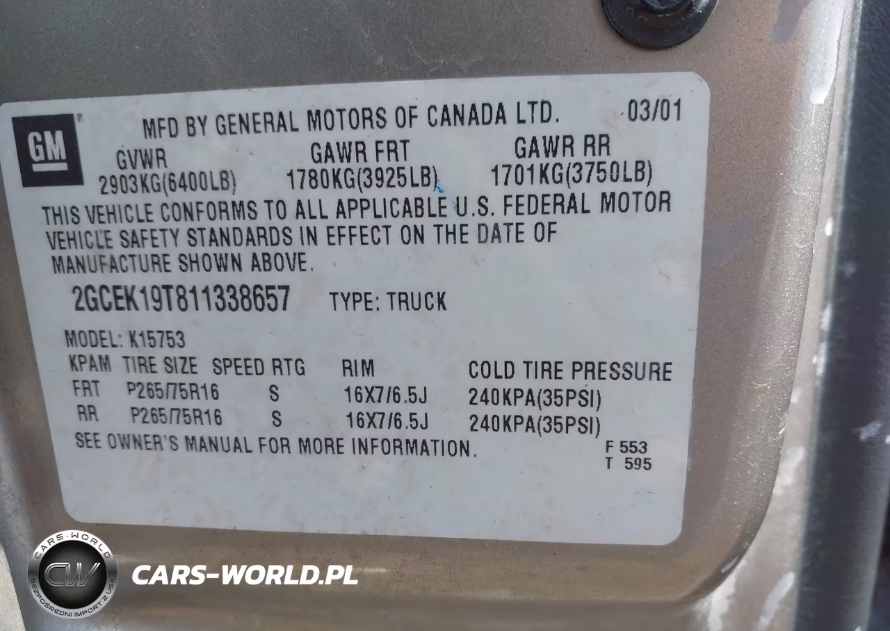 2001 Chevrolet Silverado 1500 Lt VIN:2GCEK19T811338657 - 9