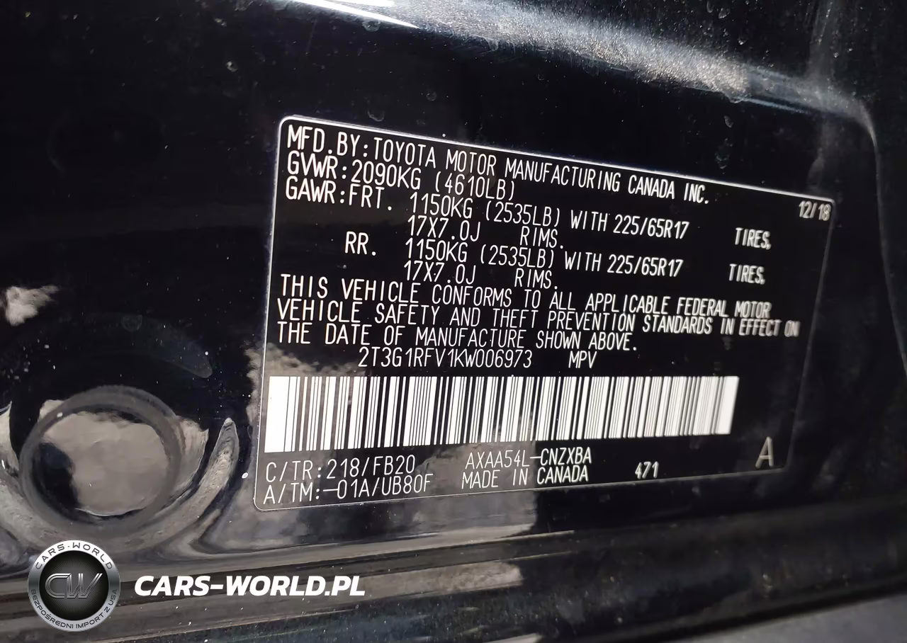 2019 Toyota Rav4 Le VIN:2T3G1RFV1KW006973 - 9