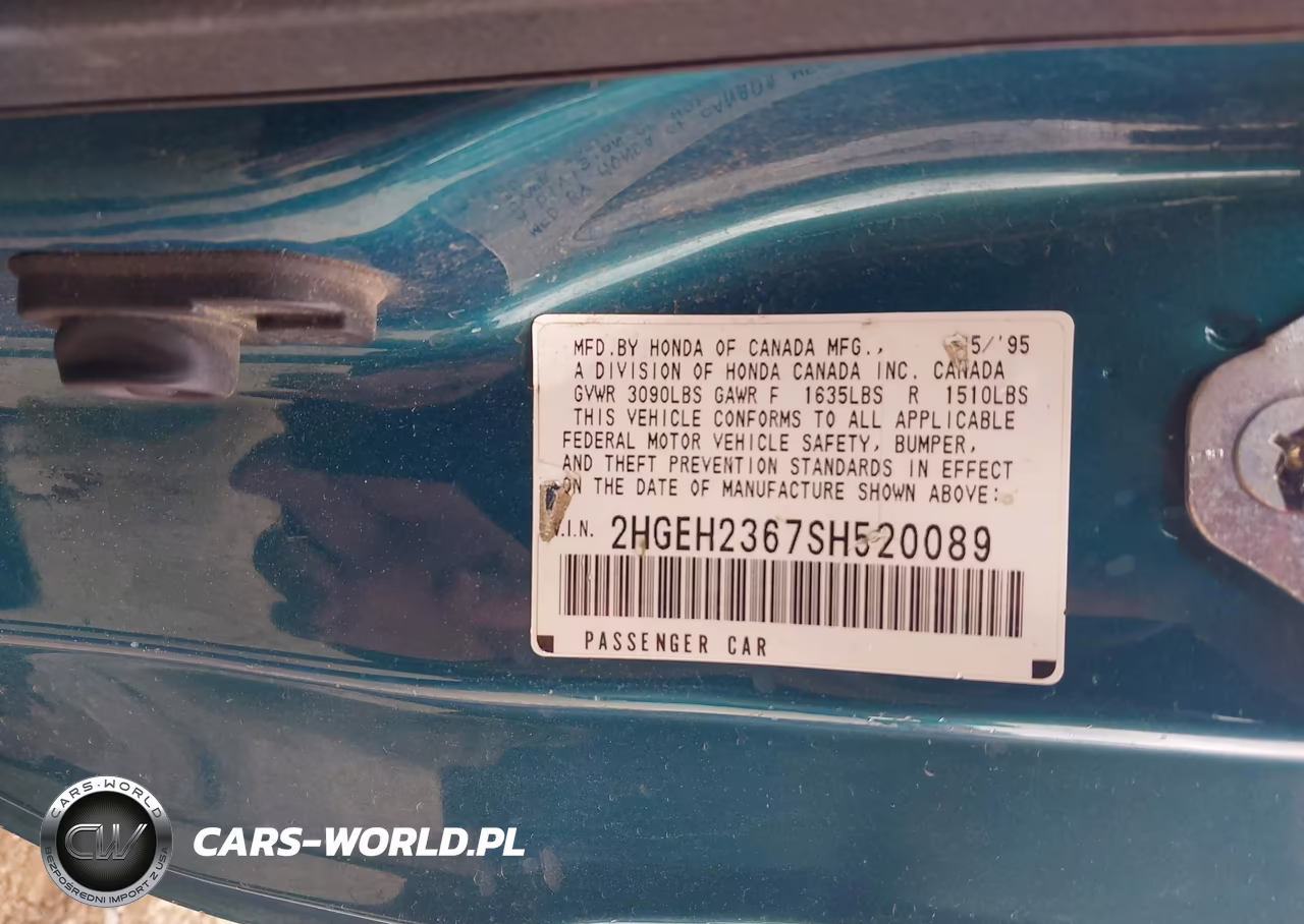 1995 Honda Civic Dx VIN:2HGEH2367SH520089 - 9
