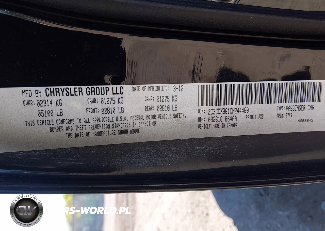 2012 Dodge Charger Se VIN:2C3CDXBG1CH244460 - 9