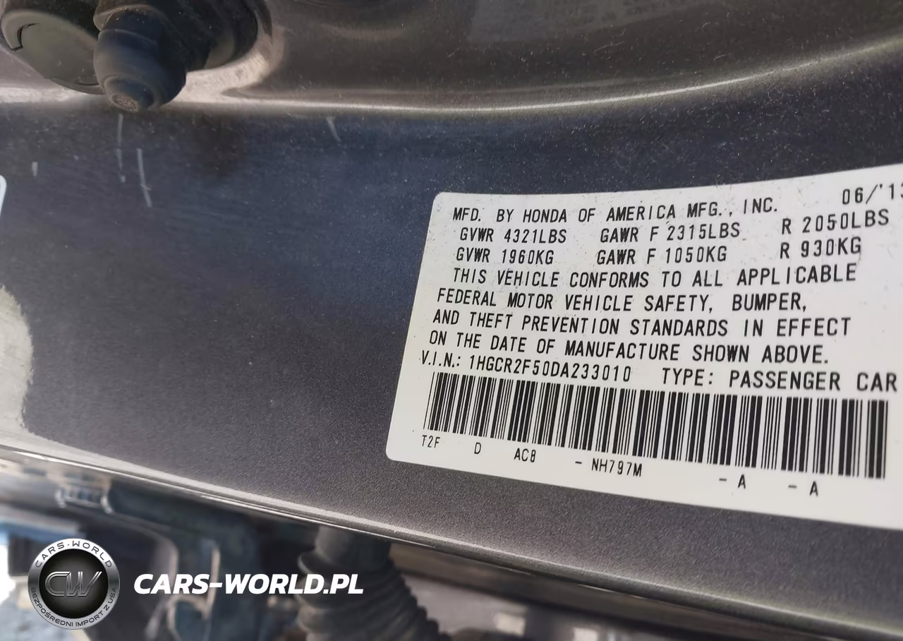 2013 Honda Accord Sport VIN:1HGCR2F50DA233010 - 9
