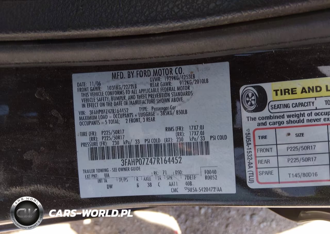 2007 Ford Fusion Se VIN:3FAHP07Z47R164452 - 9