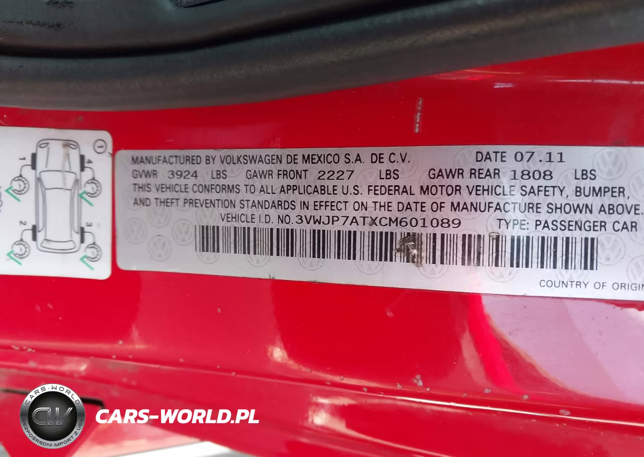 2012 Volkswagen Beetle 2.5L VIN:3VWJP7ATXCM601089 - 9