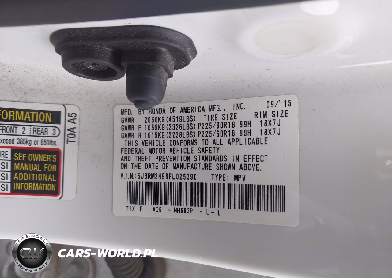 2015 Honda Cr-V Touring VIN:5J6RM3H96FL025390 - 9
