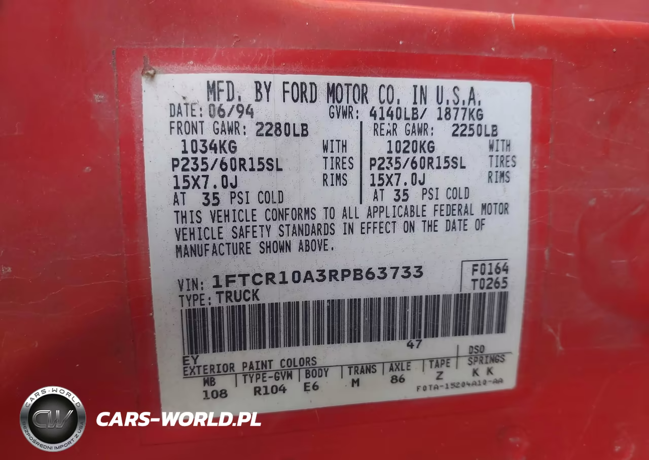 1994 Ford Ranger VIN:1FTCR10A3RPB63733 - 9