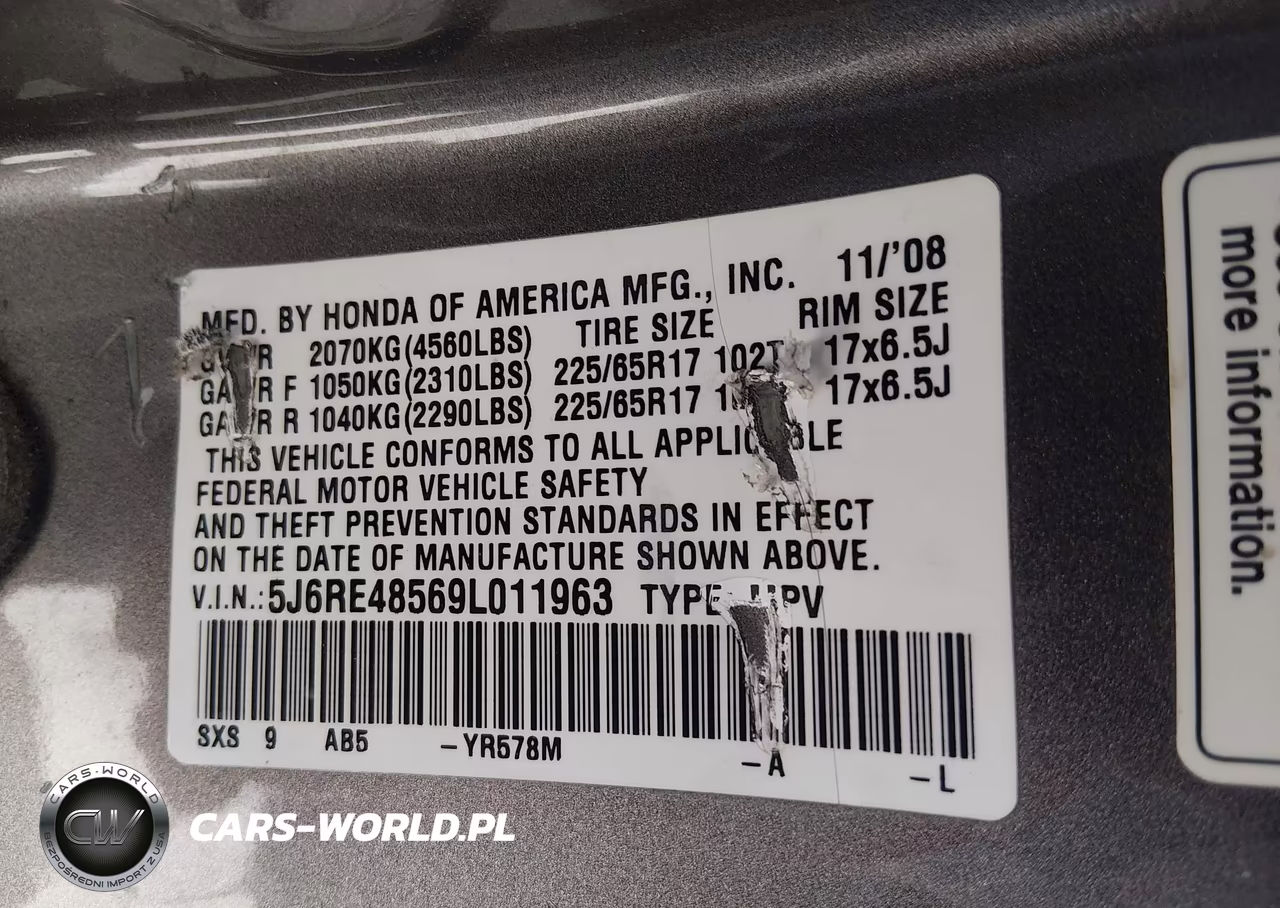 2009 Honda Cr-V Ex VIN:5J6RE48569L011963 - 9