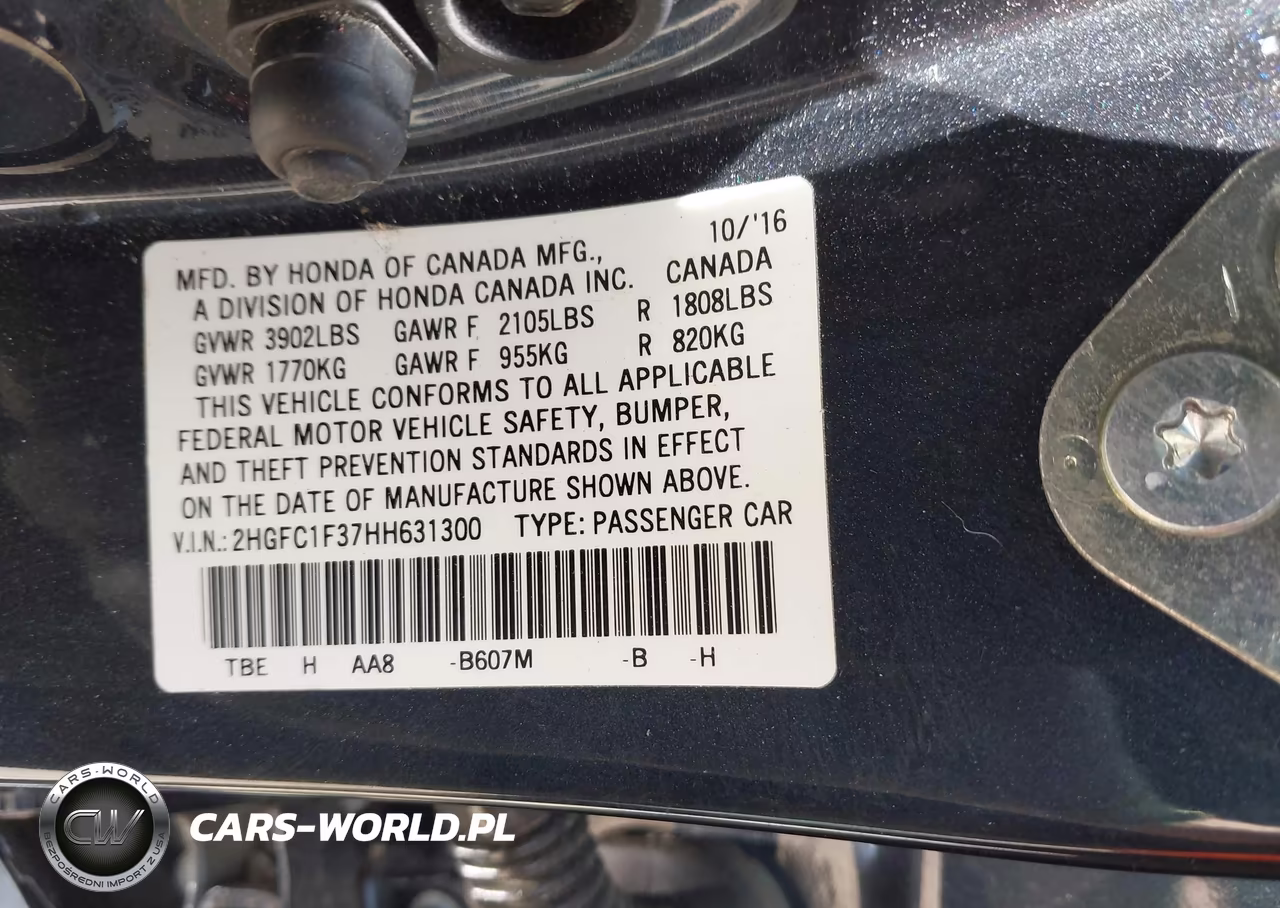 2017 Honda Civic Ex-T VIN:2HGFC1F37HH631300 - 9