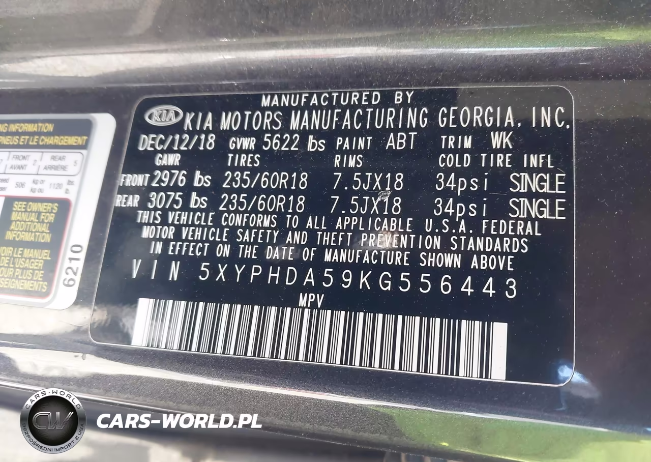 2019 Kia Sorento 3.3L Ex VIN:5XYPHDA59KG556443 - 9