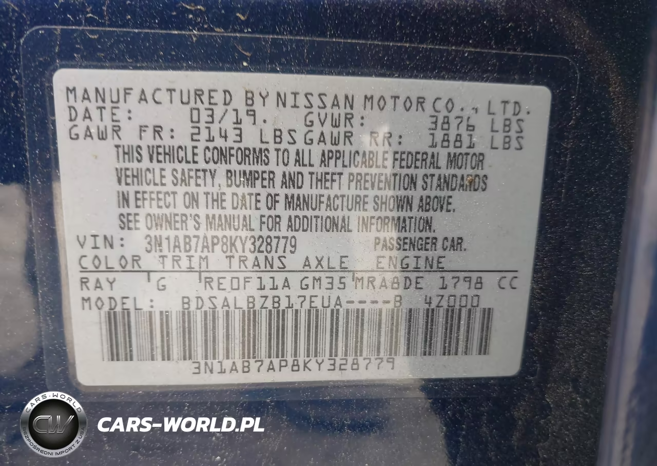 2019 Nissan Sentra S VIN:3N1AB7AP8KY328779 - 9