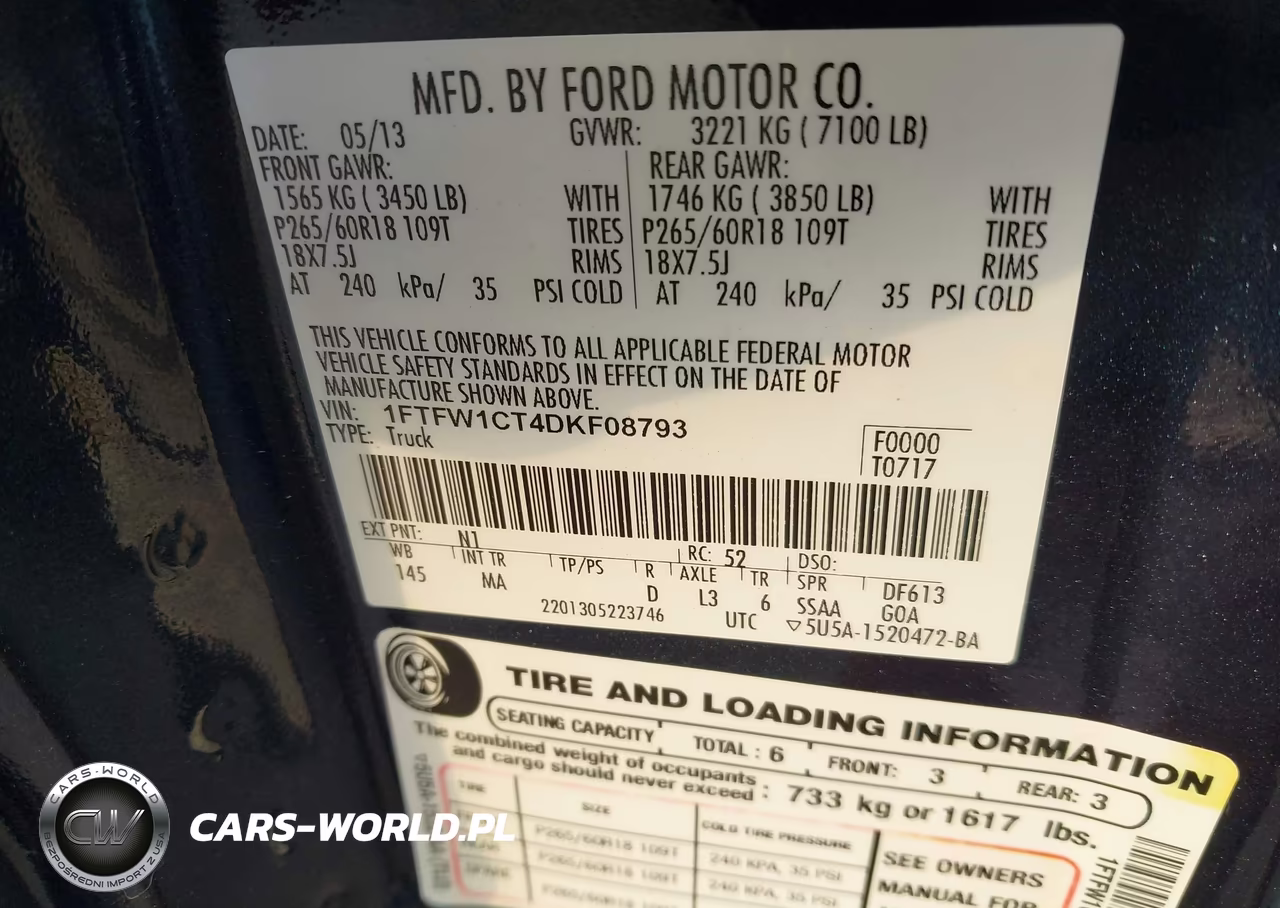 2013 Ford F-150 Xlt VIN:1FTFW1CT4DKF08793 - 9