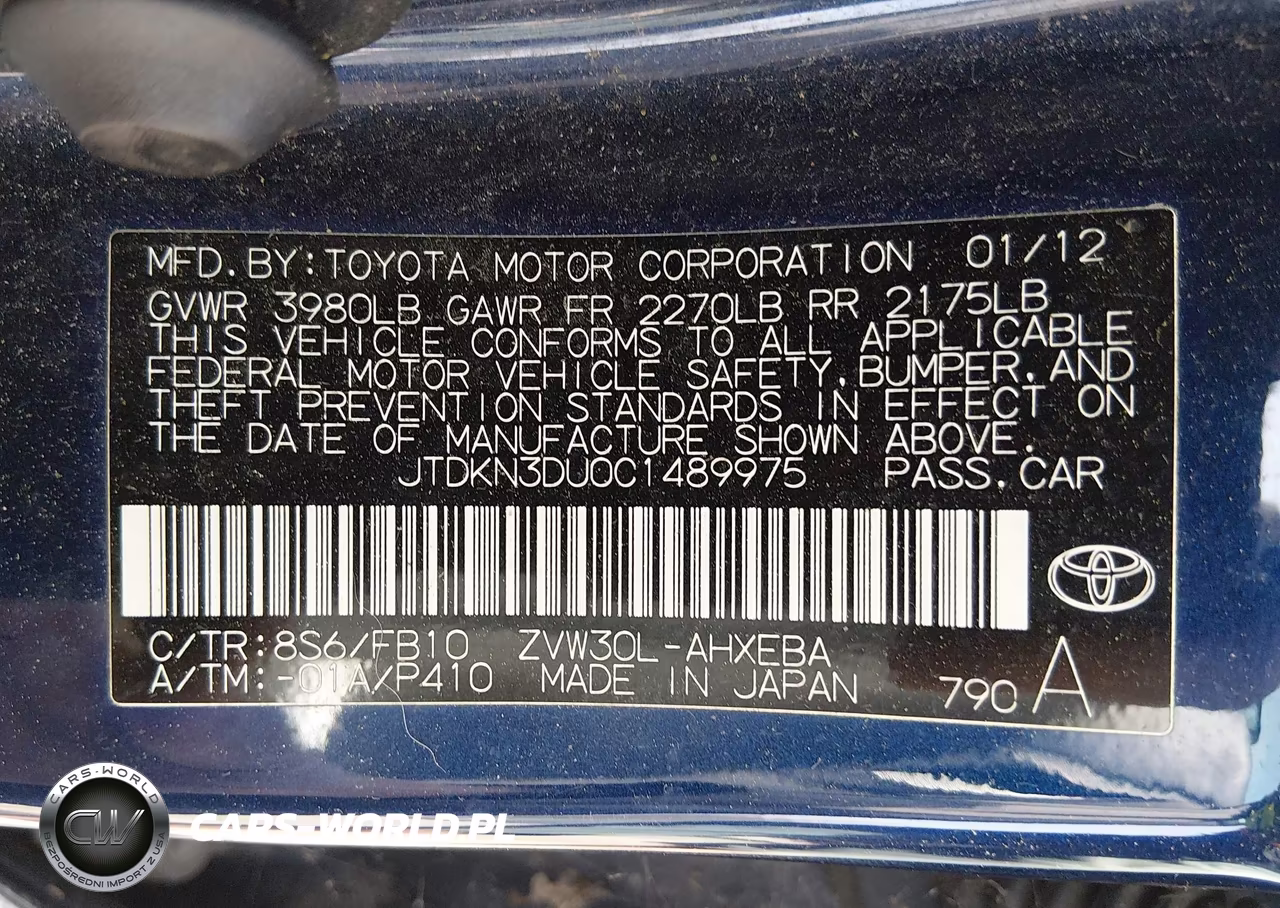 2012 Toyota Prius Two VIN:JTDKN3DU0C1489975 - 9