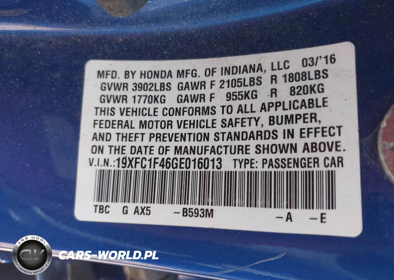 2016 Honda Civic Ex-T VIN:19XFC1F46GE016013 - 9